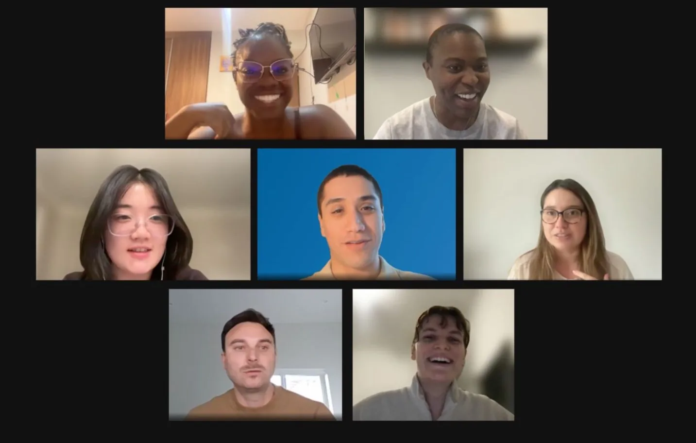 UX&nbsp;Outloud fellowship cohort and project team on a video call